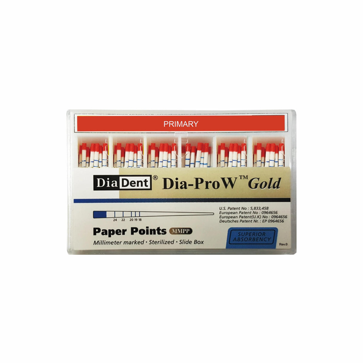Dia-Pro W Gold Paper Points - Spill Proof 100/box