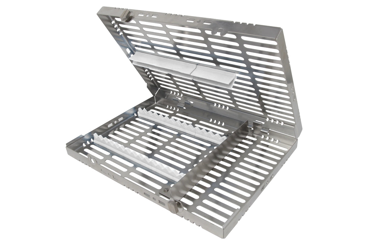 Sterilization Cassette for 16 Instruments, With Adjustable Accessory Area - 280x202x30, Detachable
