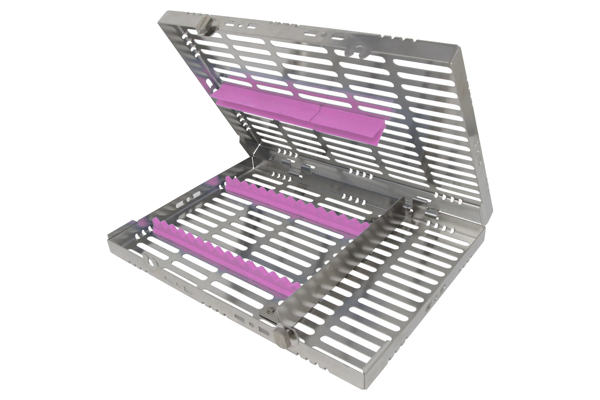 Sterilization Cassette for 16 Instruments, With Adjustable Accessory Area - 280x202x30, Detachable