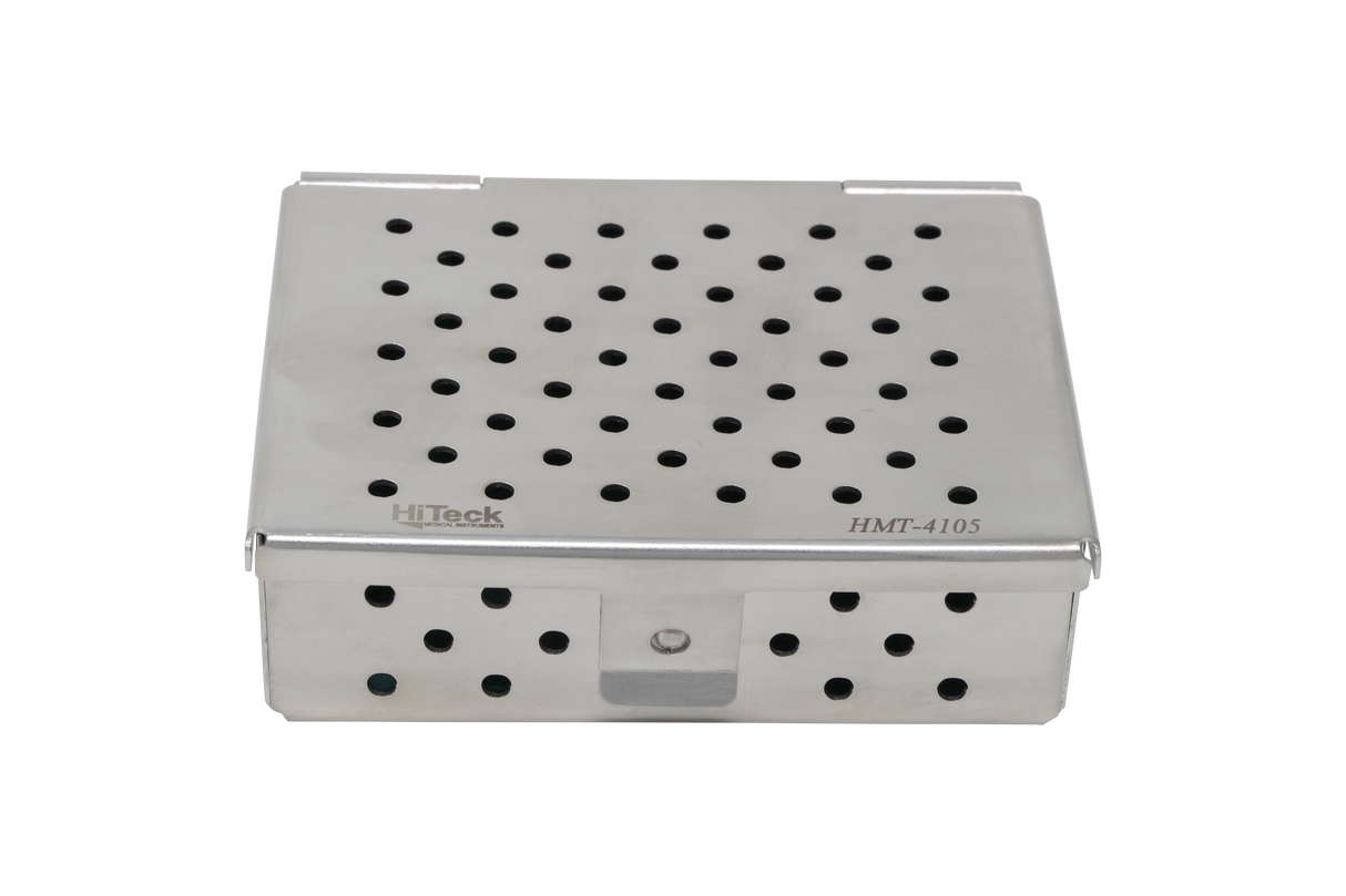 Sterilization Cassette for Clamps, Small Parts & Handpieces, With Silicone Mat - 80x60x25, Non Detachable