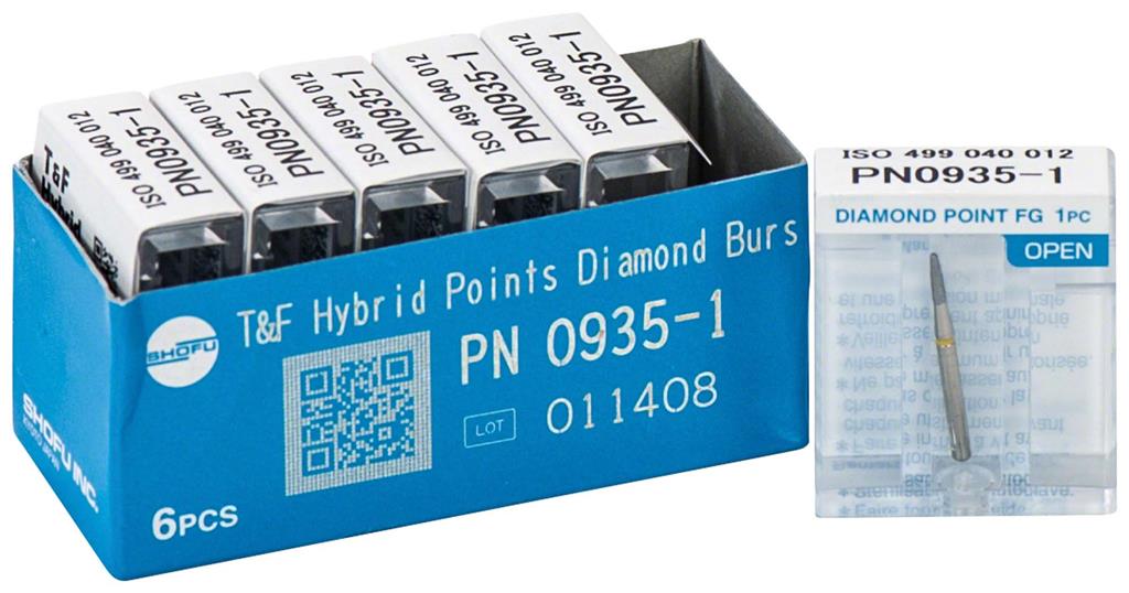 Hybrid Points® T&F Diamond Burs – FG, Extra Fine, Yellow, 1/Pkg