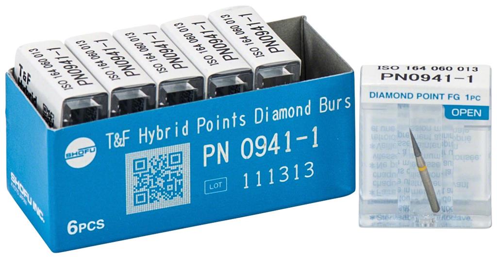 Hybrid Points® T&F Diamond Burs – FG, Extra Fine, Yellow, 1/Pkg