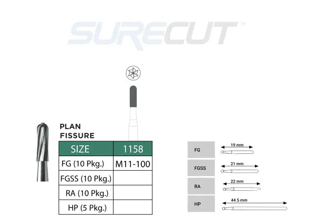 SureCut, Carbide, Plain Fissue Burs