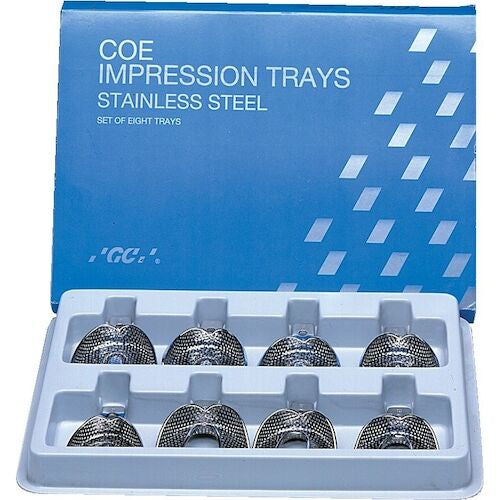 COE Impression Trays – Stainless Steel Full Set, Perforated, 8/Pkg
