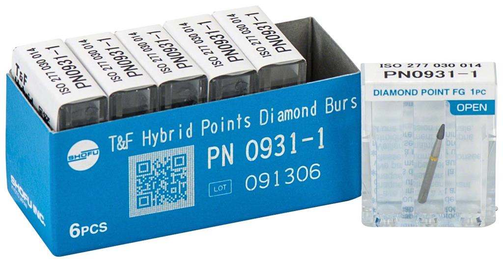 Hybrid Points® T&F Diamond Burs – FG, Extra Fine, Yellow, 1/Pkg