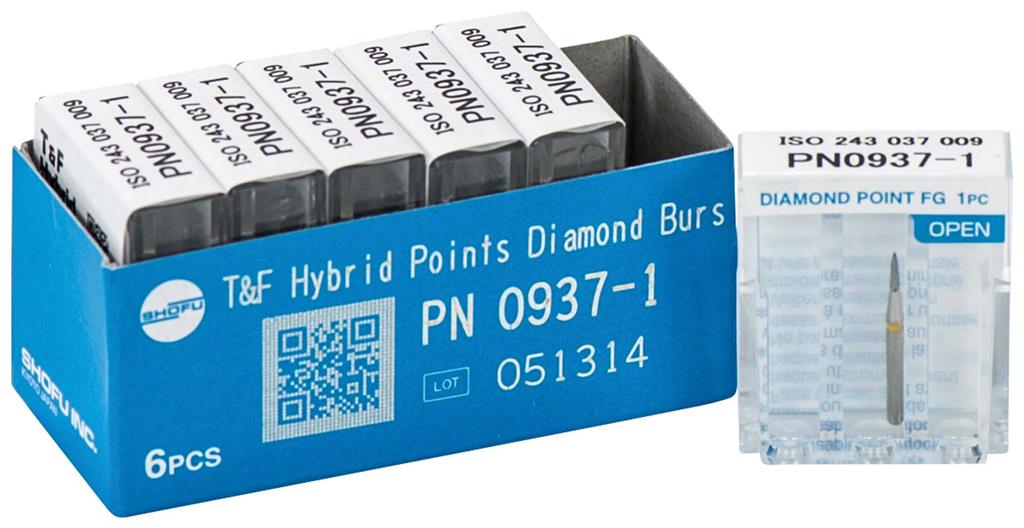Hybrid Points® T&F Diamond Burs – FG, Extra Fine, Yellow, 1/Pkg