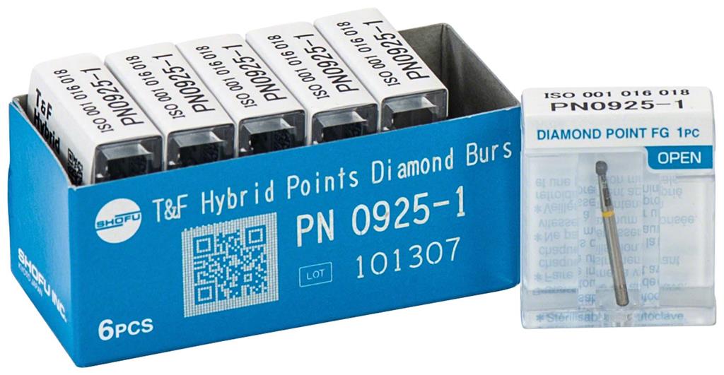 Hybrid Points® T&F Diamond Burs – FG, Extra Fine, Yellow, 1/Pkg