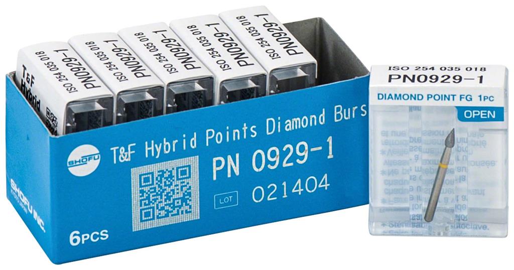 Hybrid Points® T&F Diamond Burs – FG, Extra Fine, Yellow, 1/Pkg