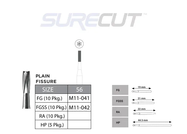 SureCut, Carbide, Plain Fissue Burs