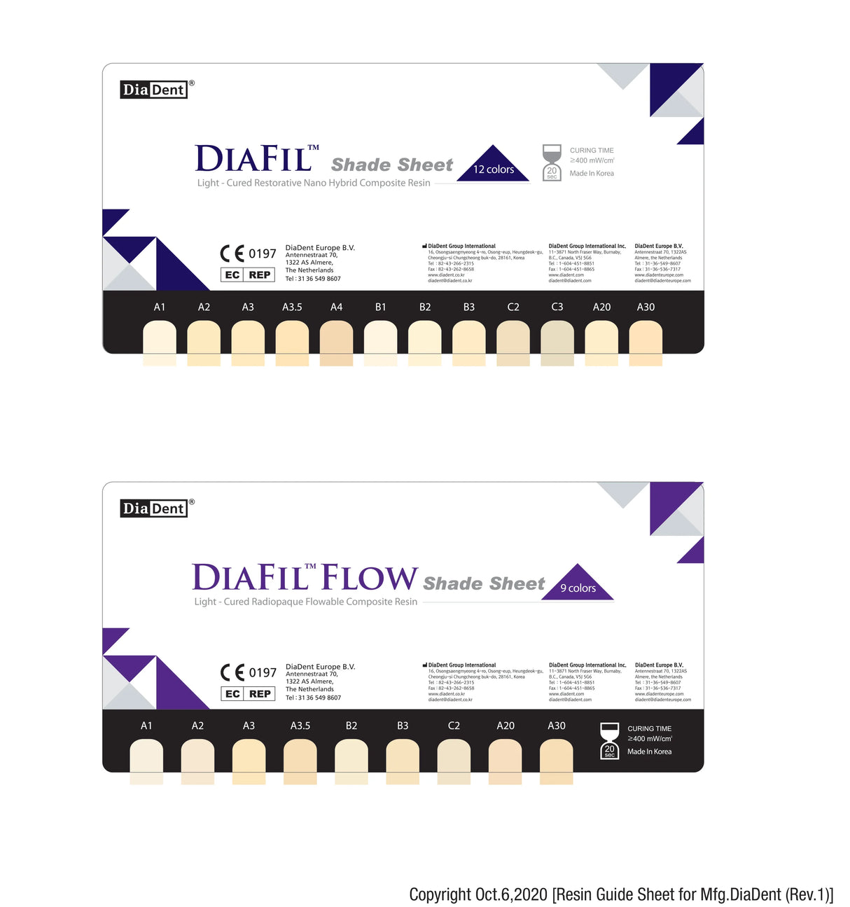 DiaFil™ Light-Cured Nanohybrid Universal Composite Syringe Refill, 4 g