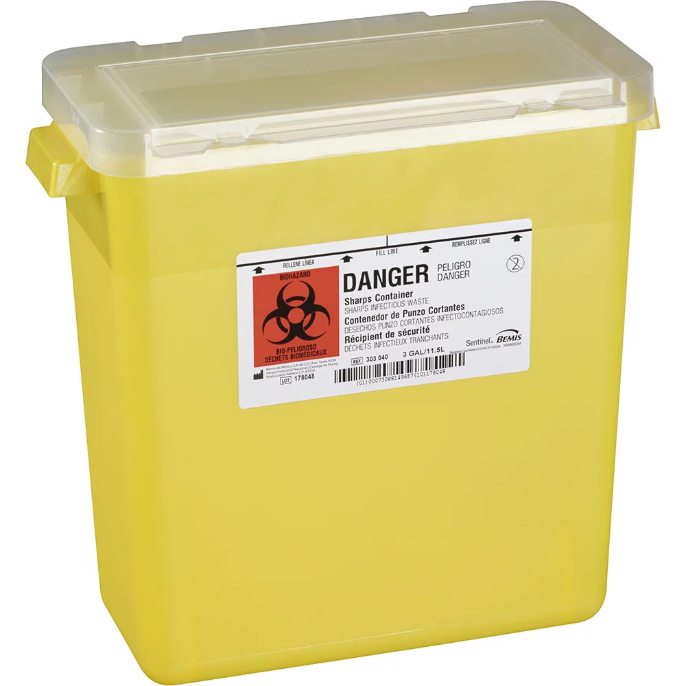 Sentinel® Sharps Container, 3GL, Yellow