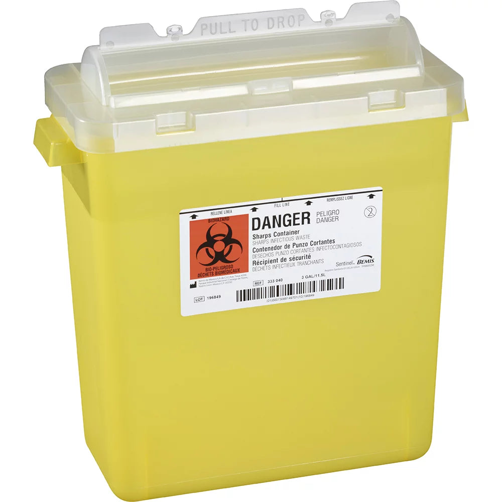 Sentinel® Sharps Container, 3GL, Yellow