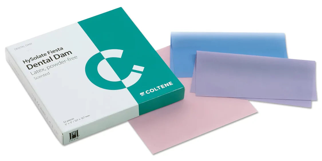 Hysolate Fiesta Latex Dental Dam – Assorted Colors, Medium, 127 mm x 127 mm, 52/Pkg | EXP - 07/2026 | Clearance
