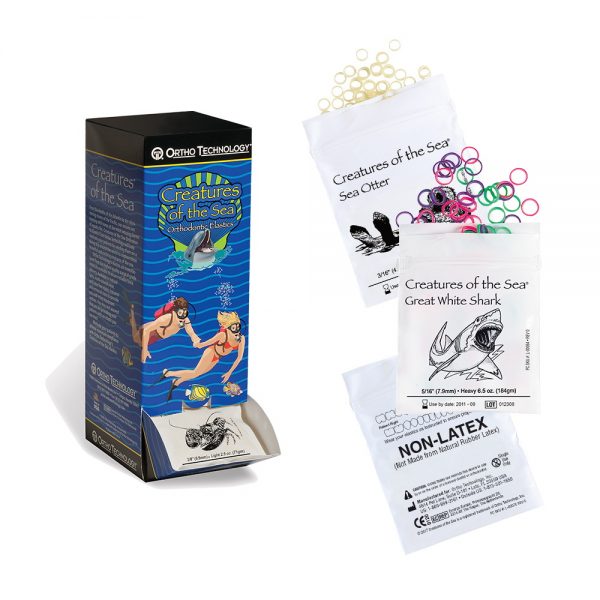 Creatures of the Sea Orthodontic Elastics – 3/16 in, 50x100Bx, Fun Packaging