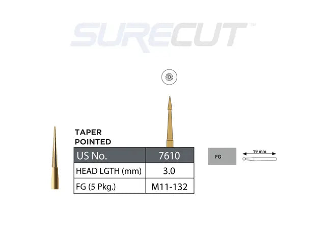 SureCut, Carbide, Trim & Finish, Taper Pointed FG - 5/Pk
