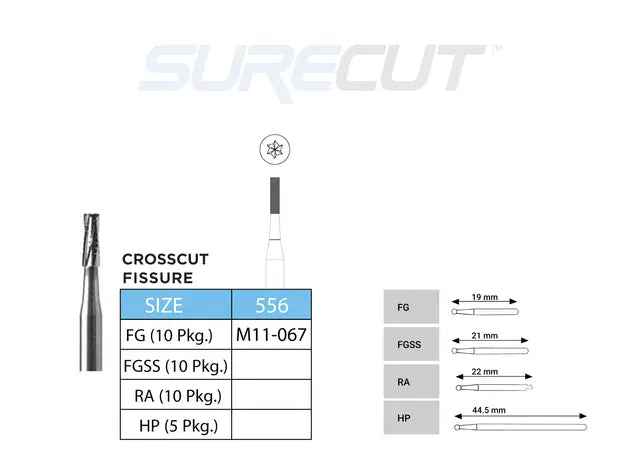 SureCut, Carbide, Crosscut Fissure Burs