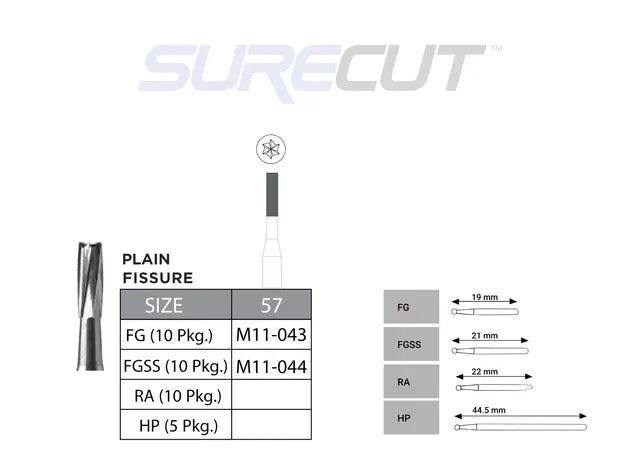 SureCut, Carbide, Plain Fissue Burs