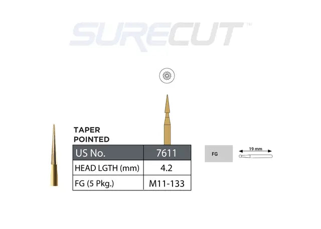 SureCut, Carbide, Trim & Finish, Taper Pointed FG - 5/Pk
