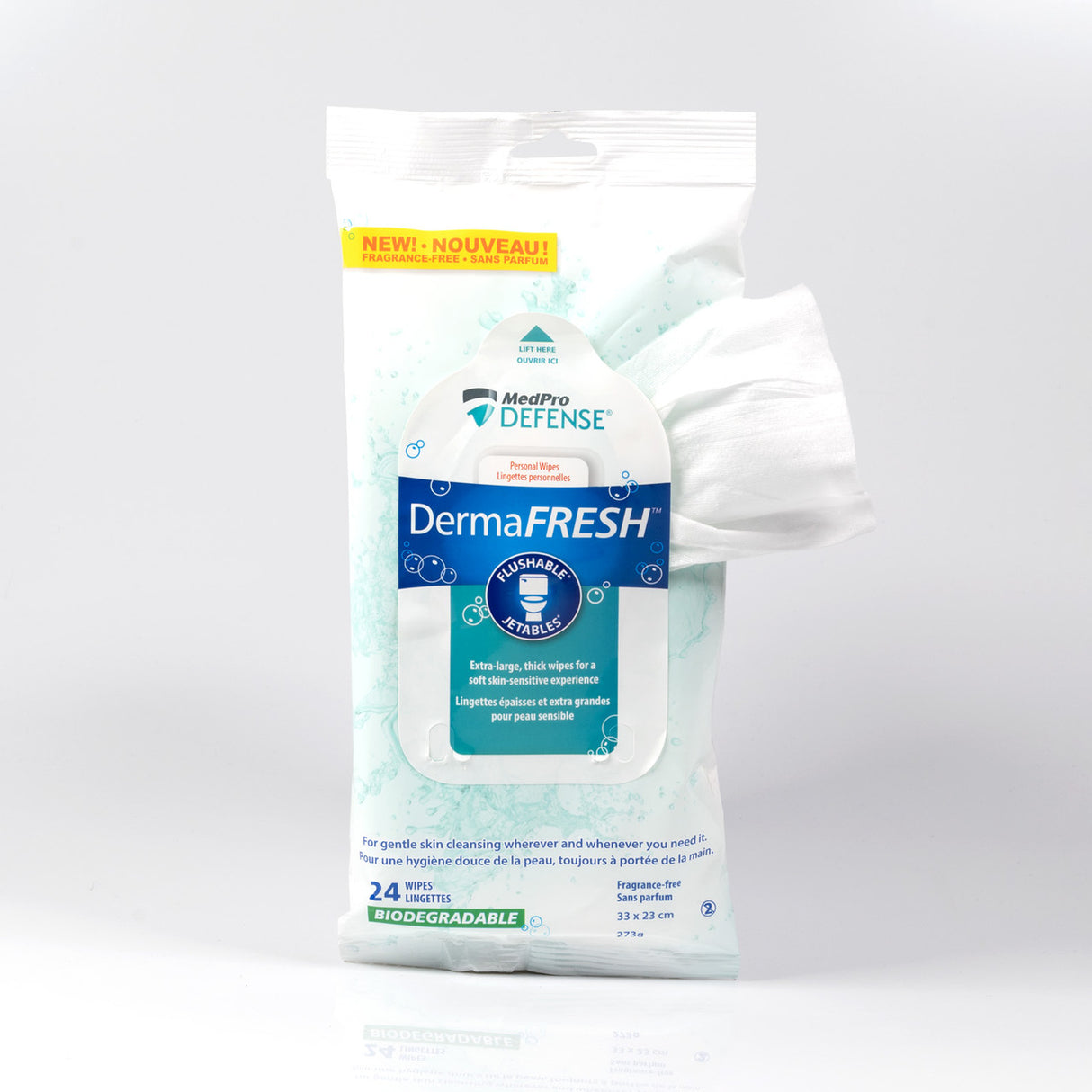 DermaFRESH™ Flushable Personal Cleansing Wipes 24 each/pack, 24 pack/case
