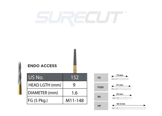 SureCut, Carbide, Endo Access, 152, FG(5/PK)25mm