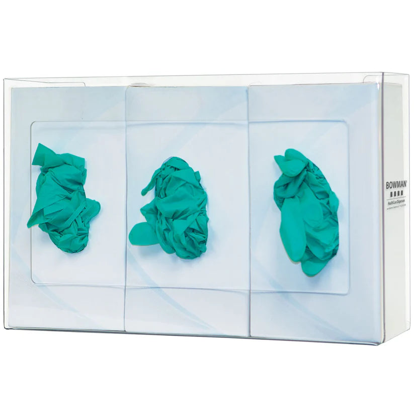Glove Box Dispenser, Triple, Clear, Vertical
