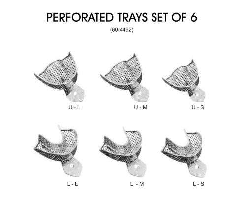 Dental Impression Trays Perforated Trays Set of 6