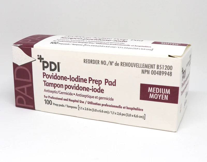 Povidone-Iodine Prep (10%) Pad, Antiseptic, Medium 3cm X 6.6cm