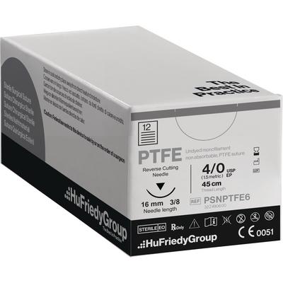 Perma Sharp® PTFE Monofilament Nonabsorbable Sterile Surgical Sutures – 3/8 Circle, Reverse Cutting, 18", White, 12/Pkg