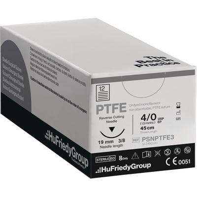 Perma Sharp® PTFE Monofilament Nonabsorbable Sterile Surgical Sutures – 3/8 Circle, Reverse Cutting, 18", White, 12/Pkg