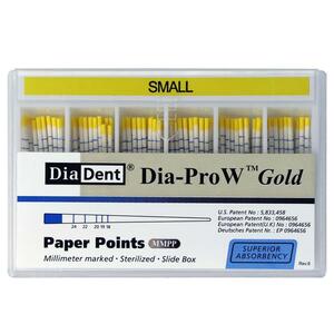 Dia-Pro W Gold Paper Points - Spill Proof 100/box