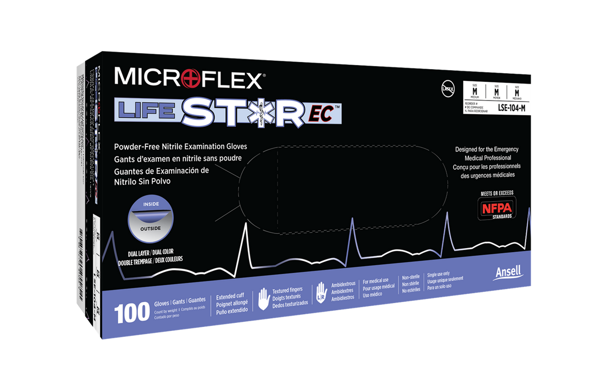 MICROFLEX® LIFESTAR EC - Dual-layer first responder gloves - 100/Box - 10 Boxes/Case