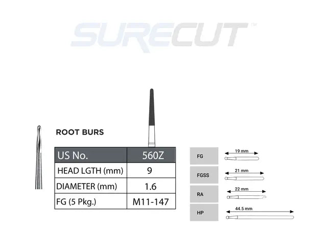 SureCut, Carbide, Root Bur, 560Z, FG(5/PK)