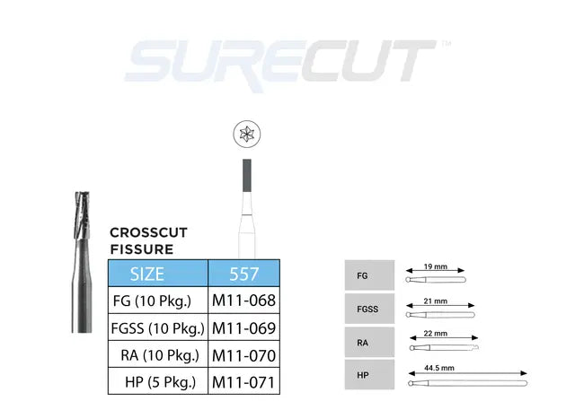 SureCut, Carbide, Crosscut Fissure Burs
