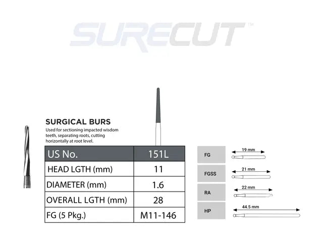 SureCut, Carbide, Surgical Sectioning Bur - FG 5/Pk