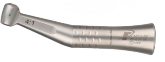 4:1 Contra Angle , No Water Spray, Latch Head Push Button, Screw on Prophy, One Piece Handpiece, Stainless Steel Body