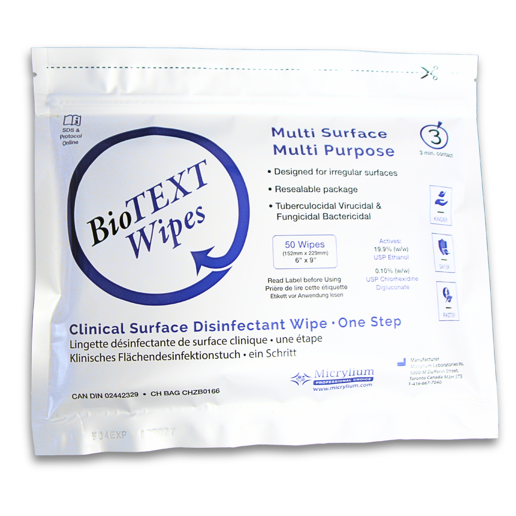 BioTEXT™ Surface Disinfectant Wipes – Refill, 50 Wipes/Pouch, 16 Pouches/Pkg