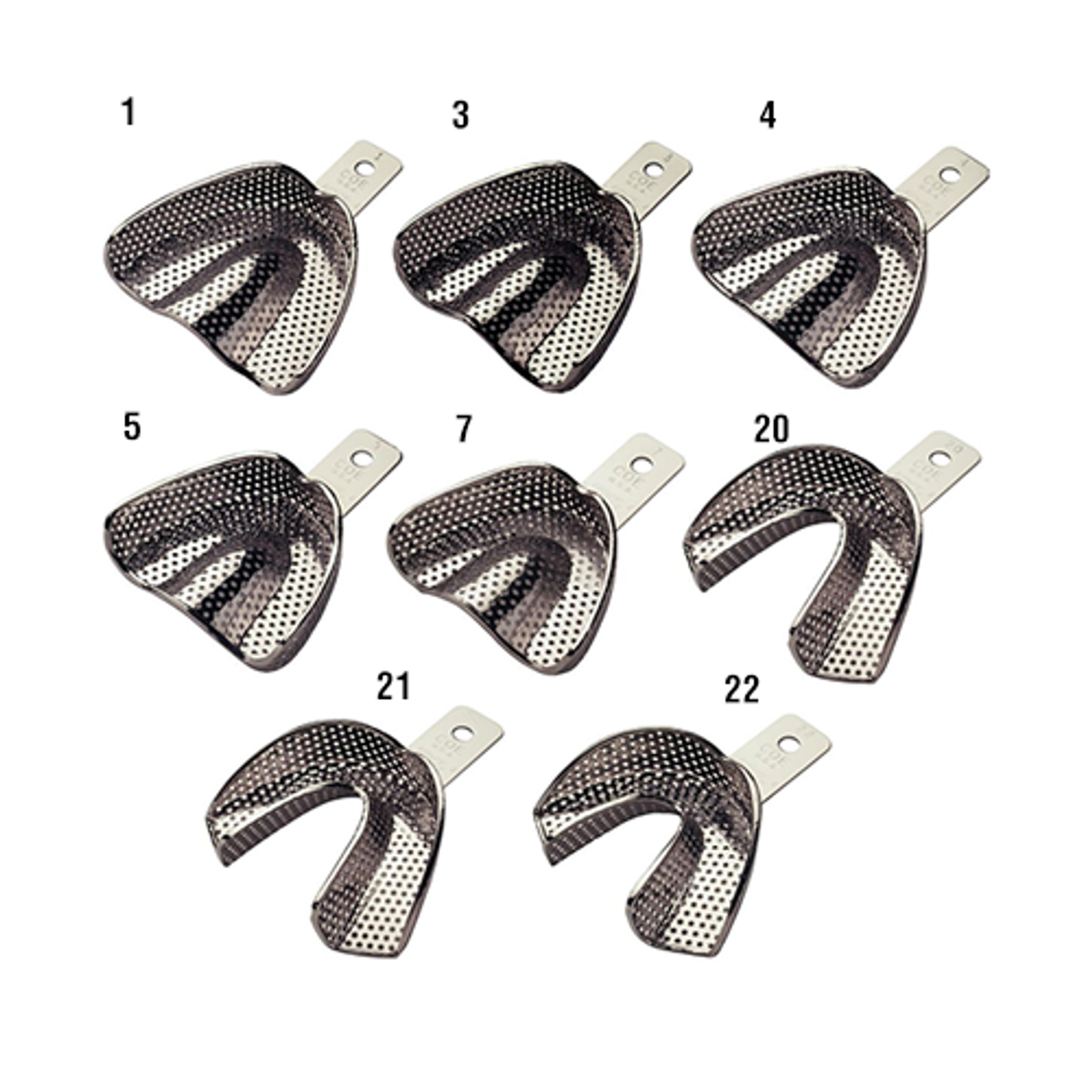 COE® Impression Trays – Nickel Full Set, Perforated Regular, 8/Pkg