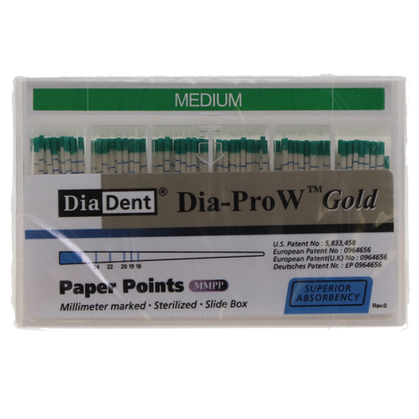 Dia-Pro W Gold Paper Points - Spill Proof 100/box
