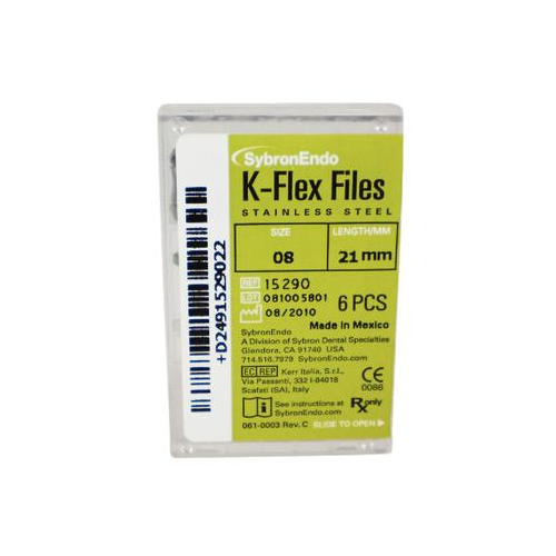 K-Flex Files Color Coded Plastic Handle, 6/Pkg