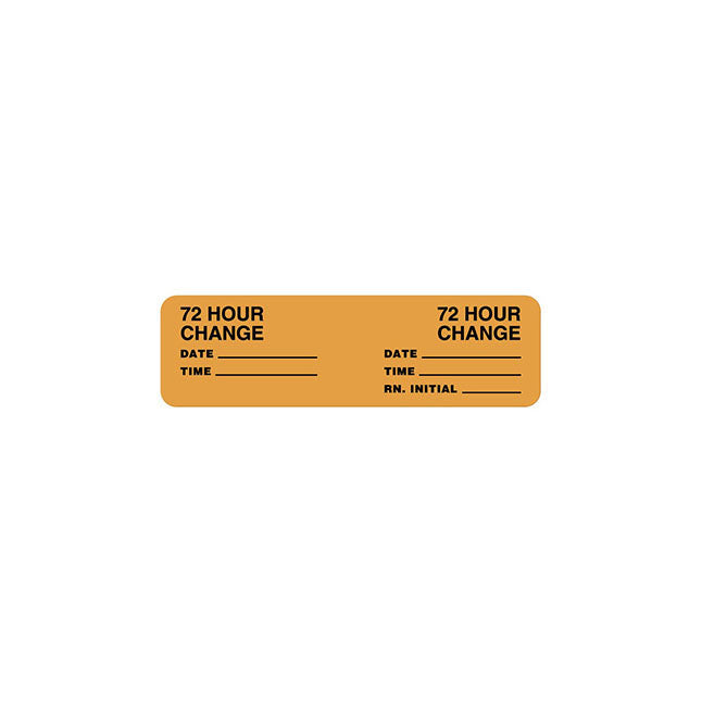 Tubing Change Label, W3" x H7/8" Fluorescent Orange