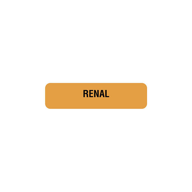 Renal, Nutrition Communication Label, W1-1/4" x H5/16" Fluorescent Orange