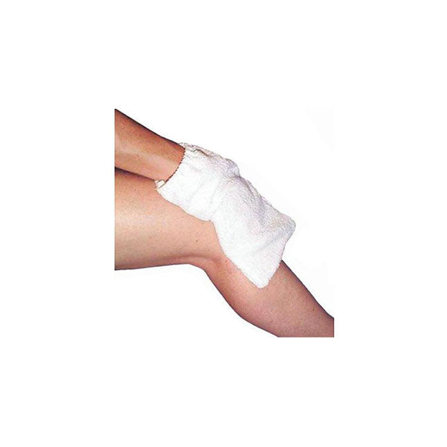 Wash Mitt, with Elastic Cuff and Soap Pocket, White