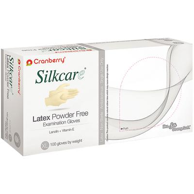 Cranberry® Silkcare® Powder Free Latex Exam Gloves with Lanolin and Vitamin E, 100/Box
