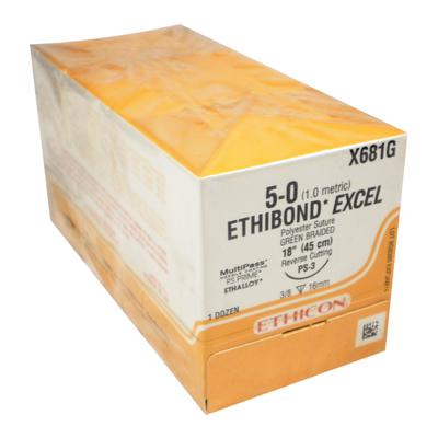 ETHIBOND EXCEL™ Polyester Sutures – V-5, 30", Nonabsorbable, Green Braided, 36/Pkg