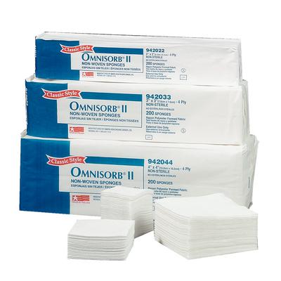 OMNISORB® II Nonwoven Sponges – 3" x 3", Closed Weave, Nonsterile, 4000/Case