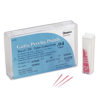 Gutta Percha Points – Tapered, Hand Rolled, Color Coded, 20 Points/Vial, 6 Vials/Box
