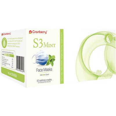 S3 Mint Earloop Face Masks – ASTM Level 2, 50/Box