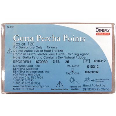 Gutta Percha Points – Hand Rolled, Plain, 20 Points/Vial, 6 Vials/Box