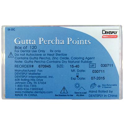 Gutta Percha Points – Hand Rolled, Plain, 20 Points/Vial, 6 Vials/Box