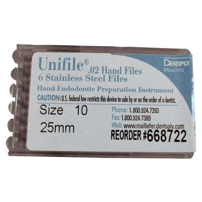 Unifiles® Stainless Steel Hand Files – 25 mm, 6/Pkg